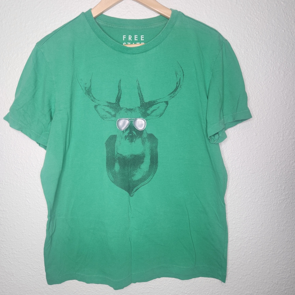 Free State Green Tee with Deer Size Medium